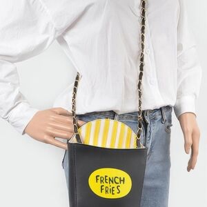 Chic French Fries Black‎ and Yellow Crossbody Bag
